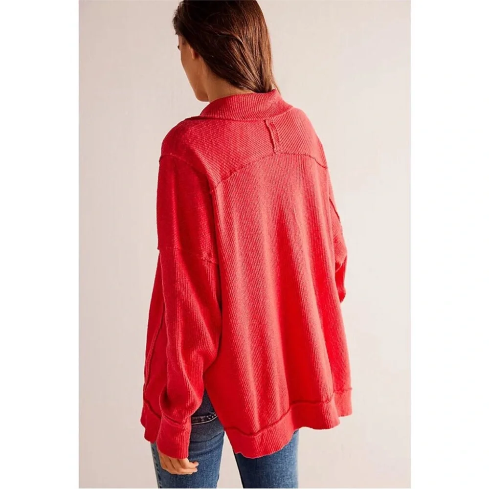 • New • Free People Walk Away Tunic Red Racer Size S Oversized Just Right - Picture 7 of 12